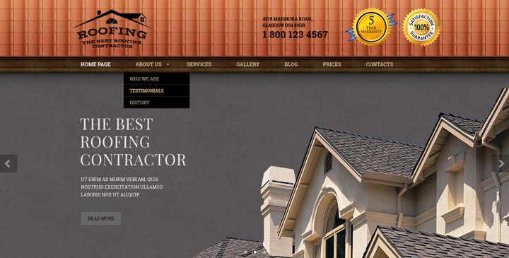 Roofing Bootstrap Template