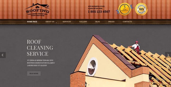 Roofing Bootstrap Website Template