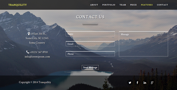 Tranquility - One-Page HTML5 Template