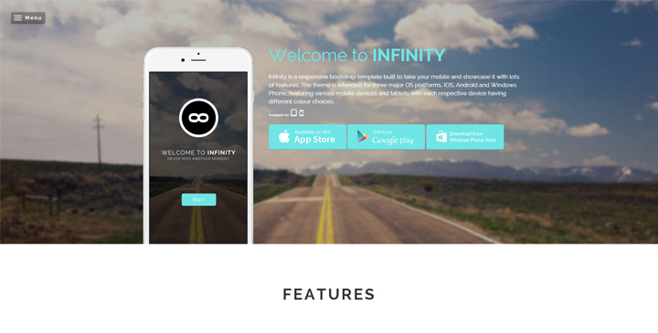 Infinity - Mobile App HTML5 Website Template