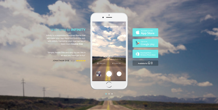 Infinity - Mobile App HTML5 Bootstrap Template