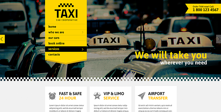 taxi website templates