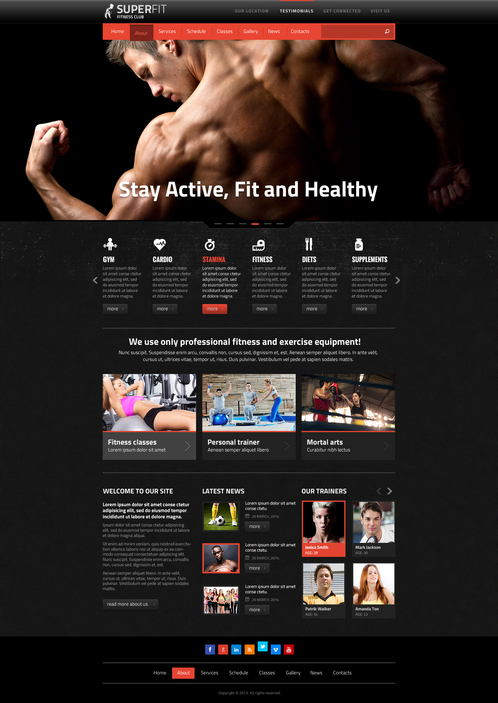 fitness club bootstrap responsive template