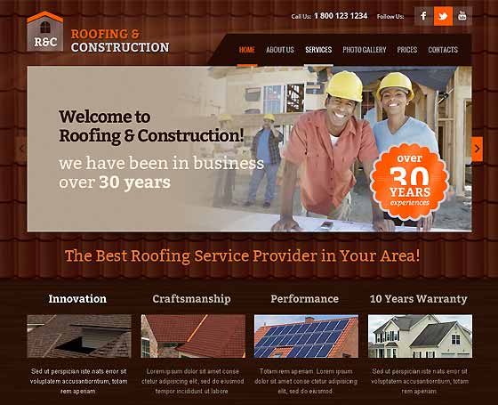 Roofing and construction bootstrap theme