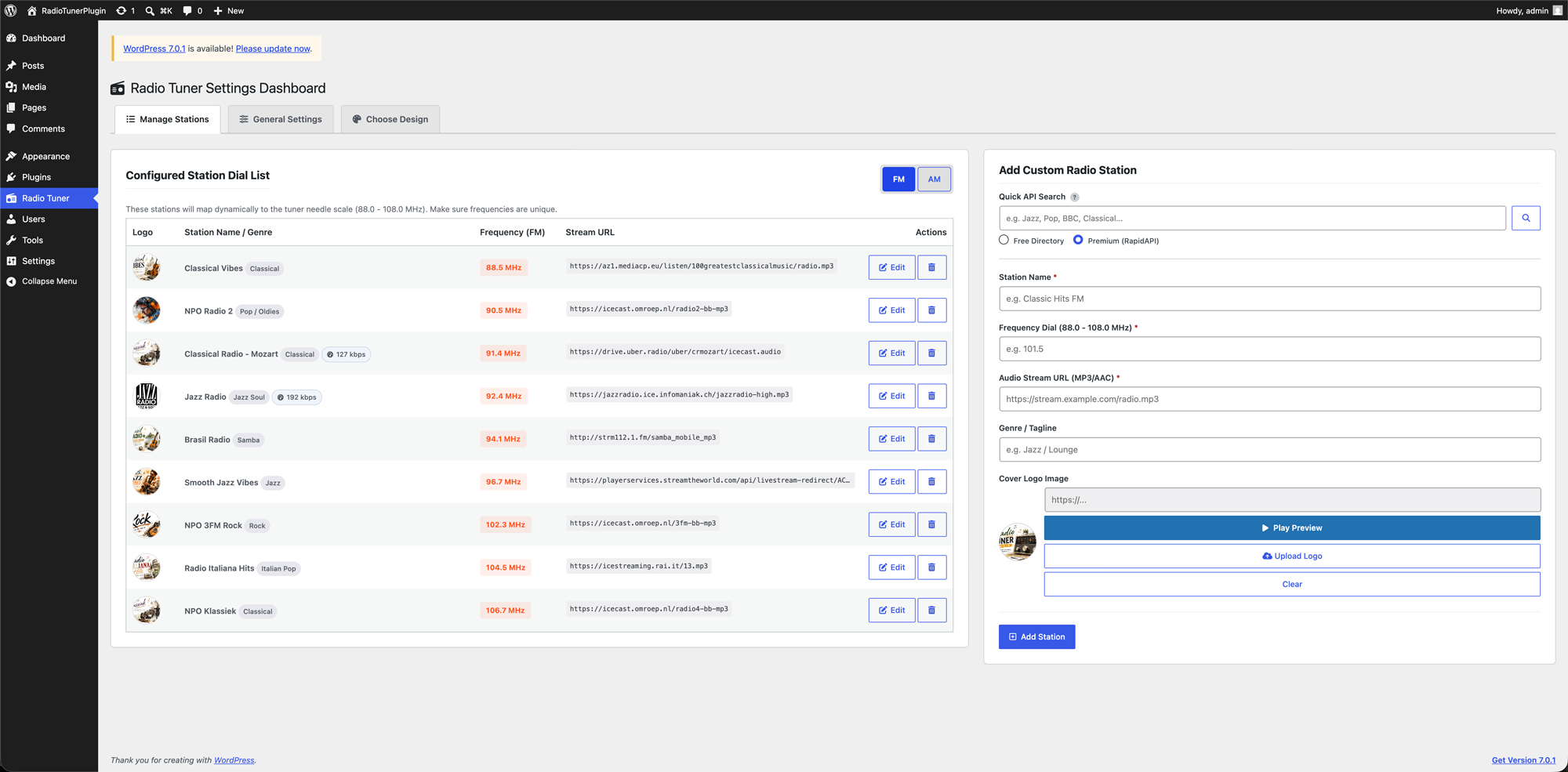 Analogix radio station manager and online radio directory search