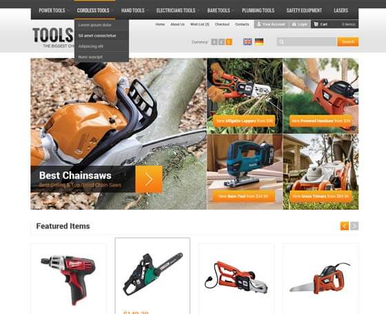 Tools store - OpenCart Template