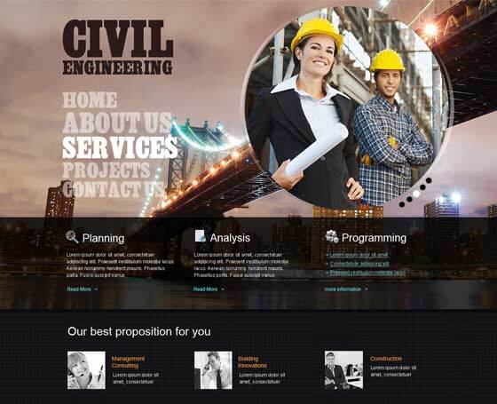 Civil engineering - free PSD template