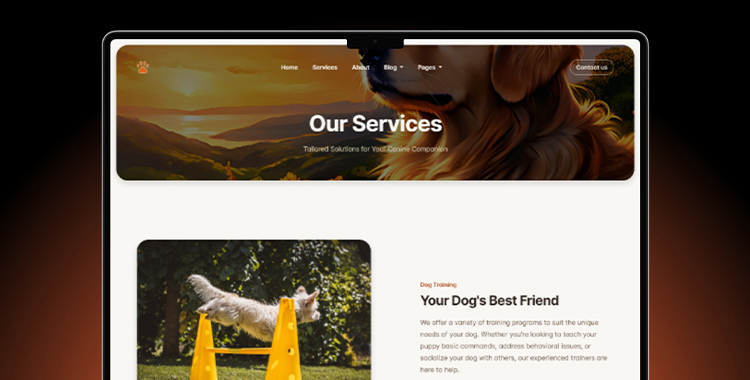 Dog Training Services HTML Website Template Laptop Preview 