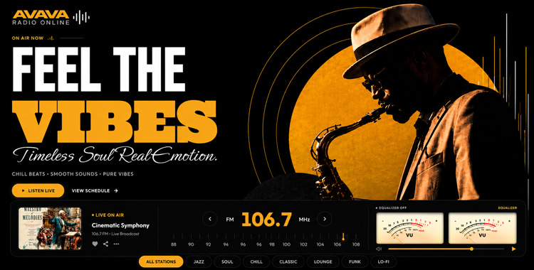 Avava Jazz Dark Raadio HTML template