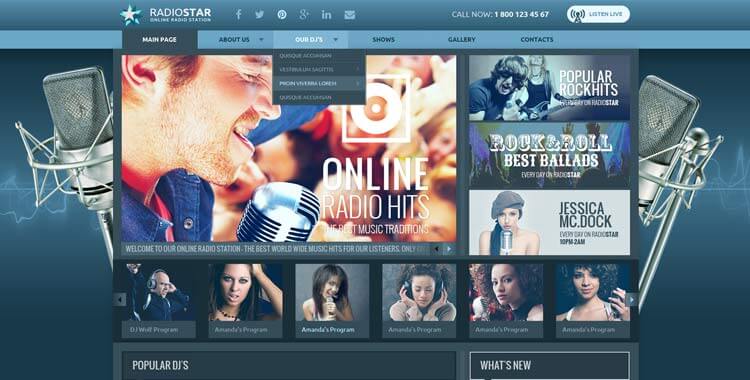 Blue radio bootstrap template