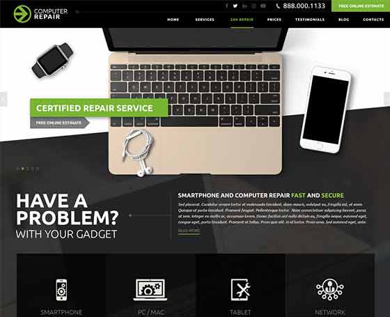 computer repair services wordpress theme nulled