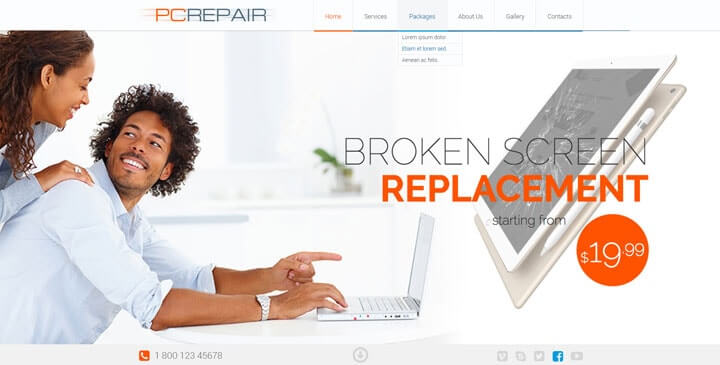 Computer Repair Free Template, Free Website Template | Gridgum