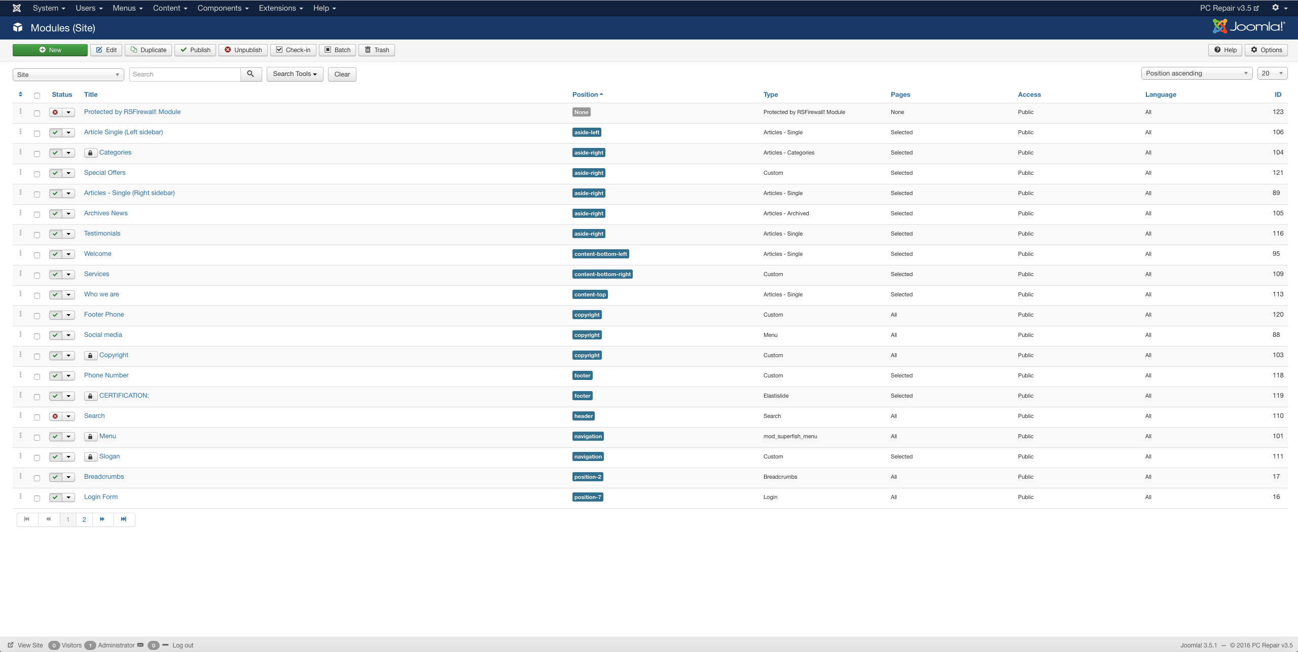 joomla admin