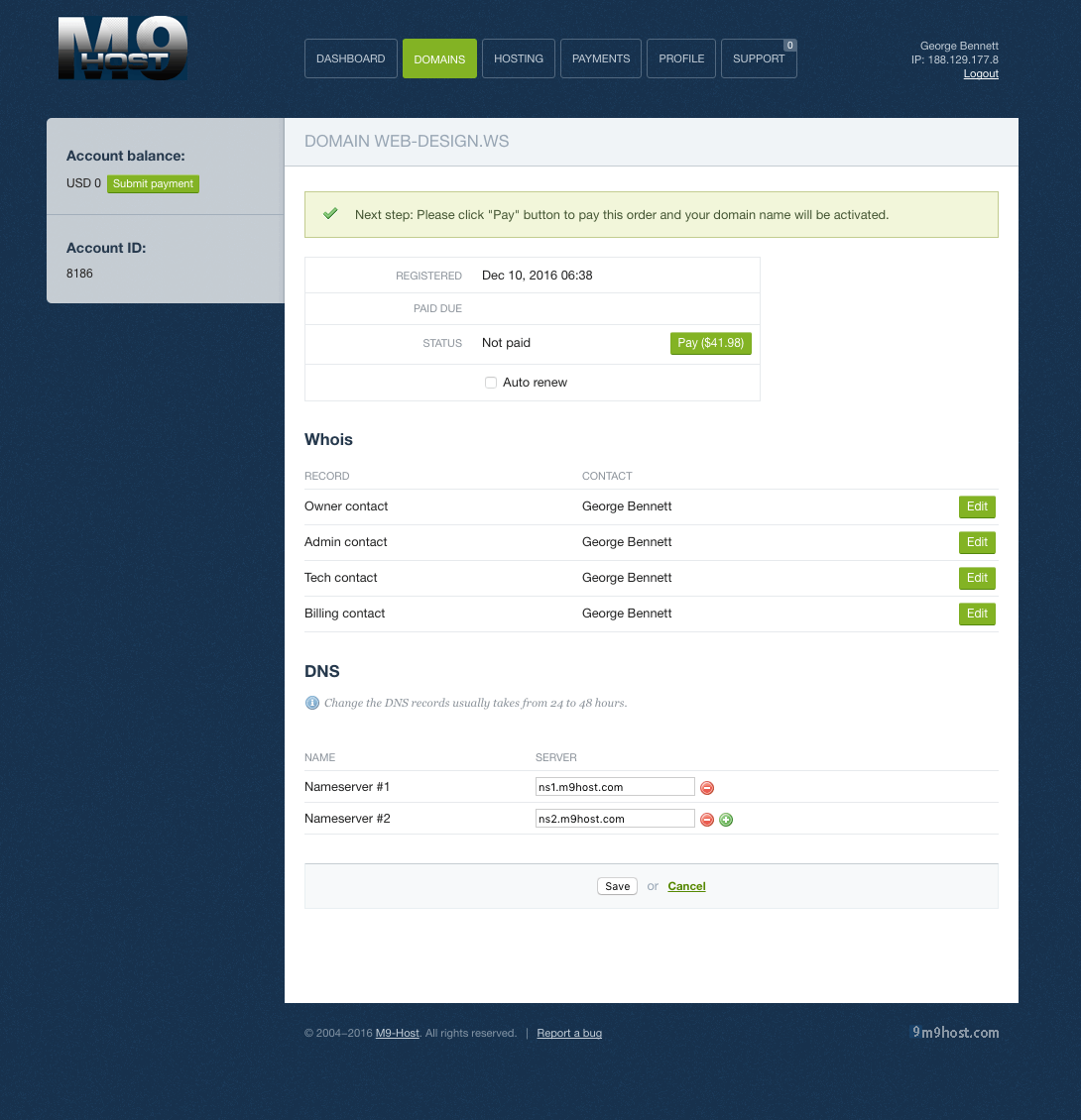 M9host Dashboard