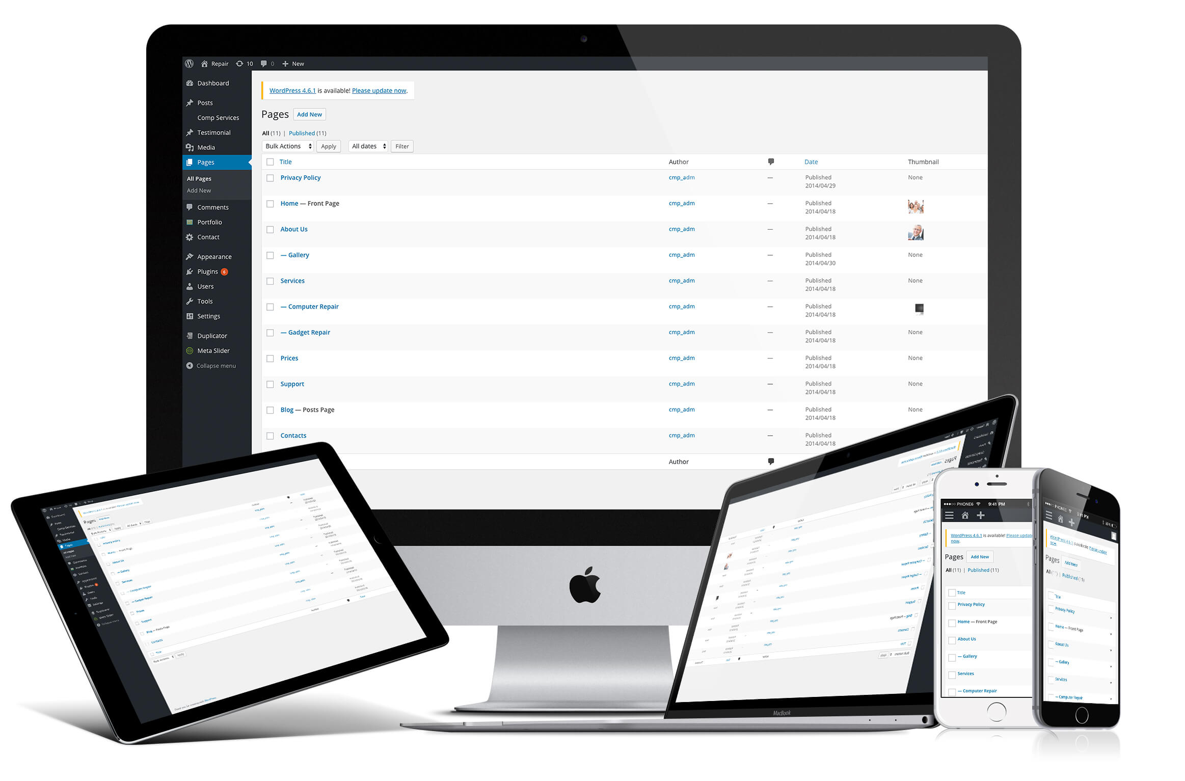 Responsive wp admin cPanel