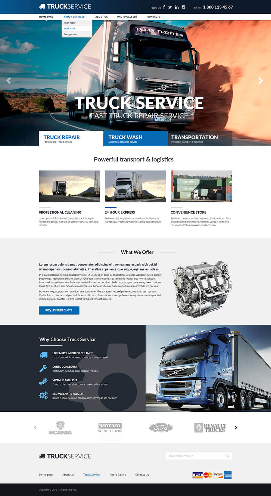 Truck service bootstrap theme