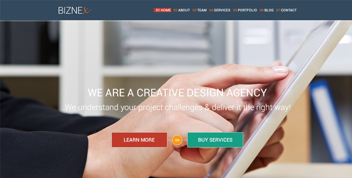 Biznex Wordpress Bootstrap theme