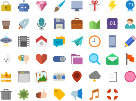 Flat drawing icons