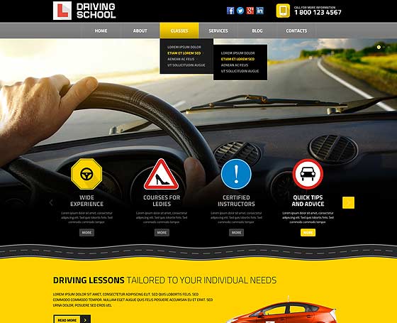 Driving School wordpress template