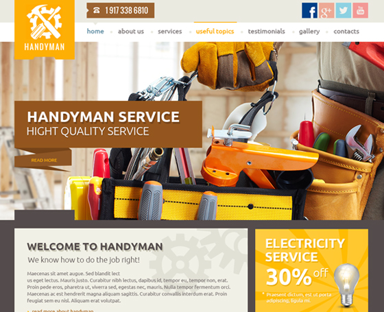 3 Handyman Website Template Themes Gridgum