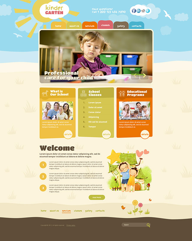 kindergarten theme, kindergarten wordpress template