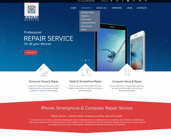 Computer repair service bootstrap theme