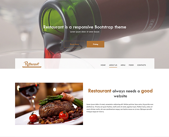 Restaurant - One page free bootstrap theme