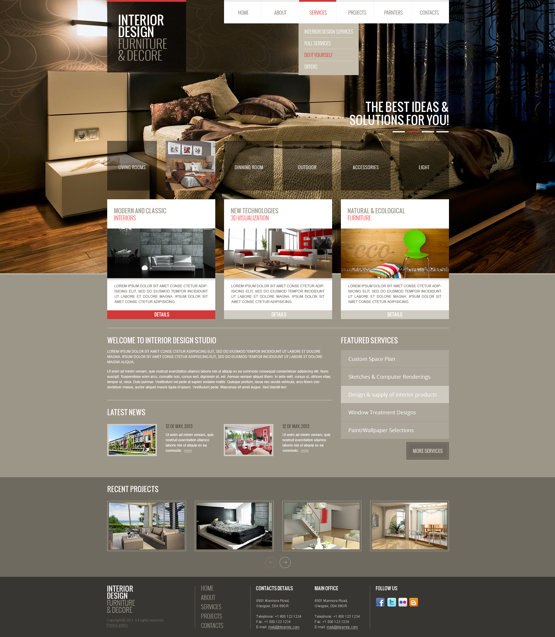 Interior design bootstrap responsive template (theme)