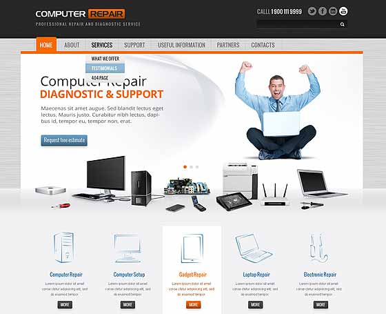 Computer Restoration Bootstrap theme