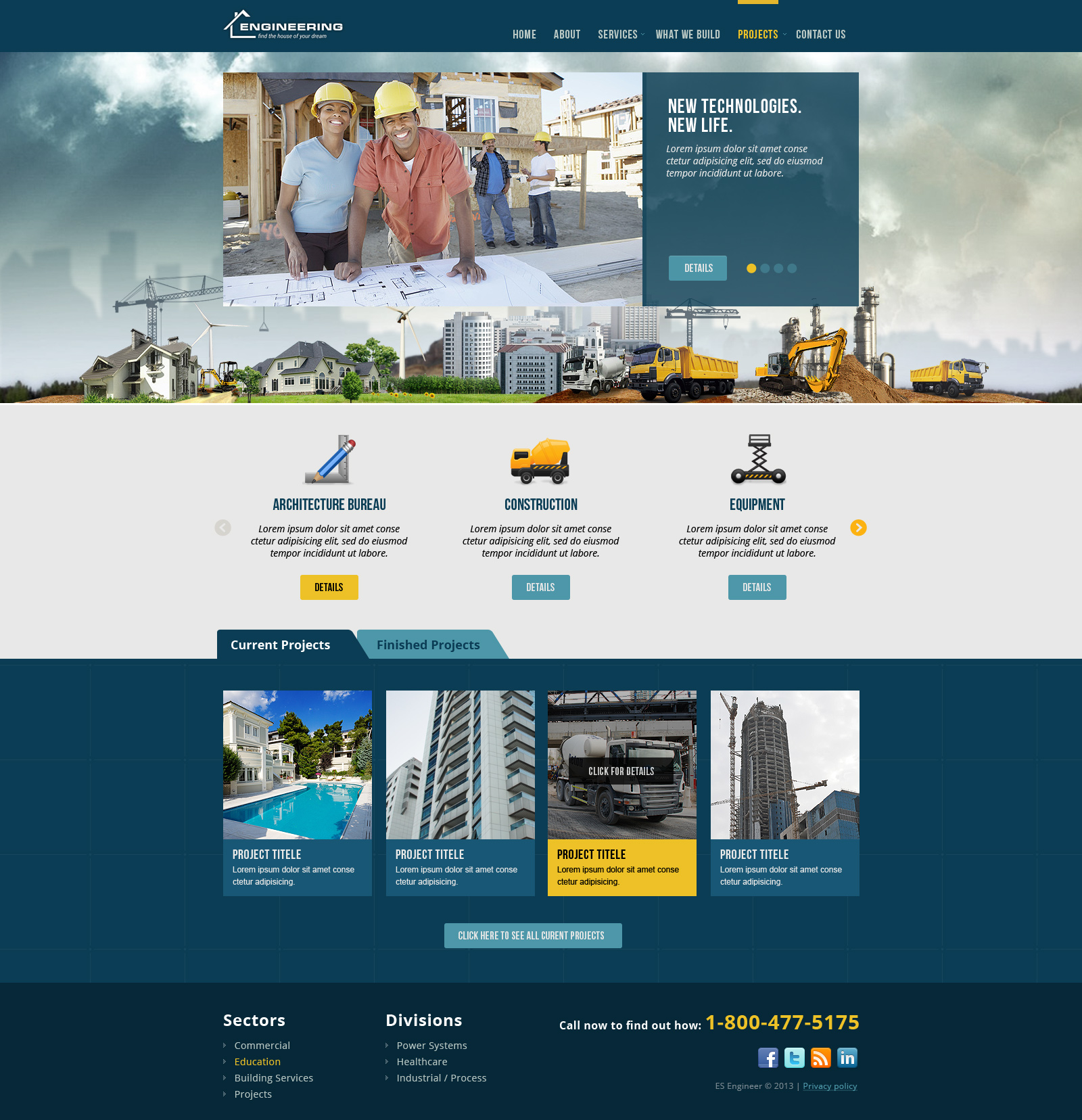 Civil Engineering bootstrap responsive theme (template)