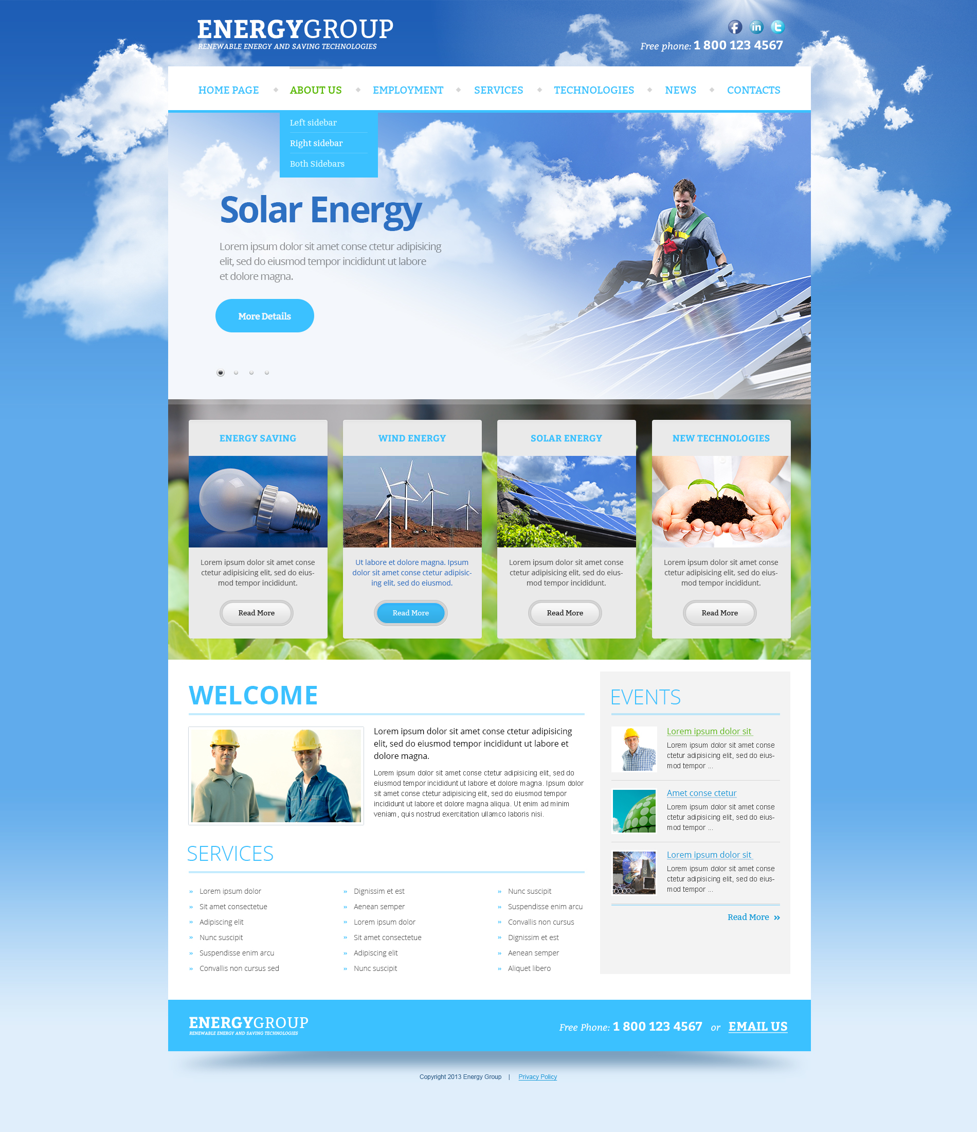 Solar energy Joomla responsive template (theme)