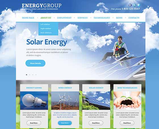 Solar energy Joomla responsive template