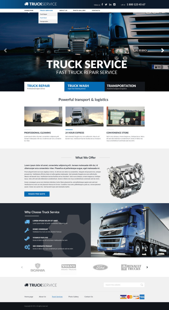 Truck service joomla responsive template (theme)