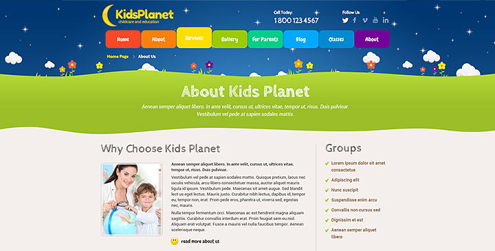 Kids planet wordpress template
