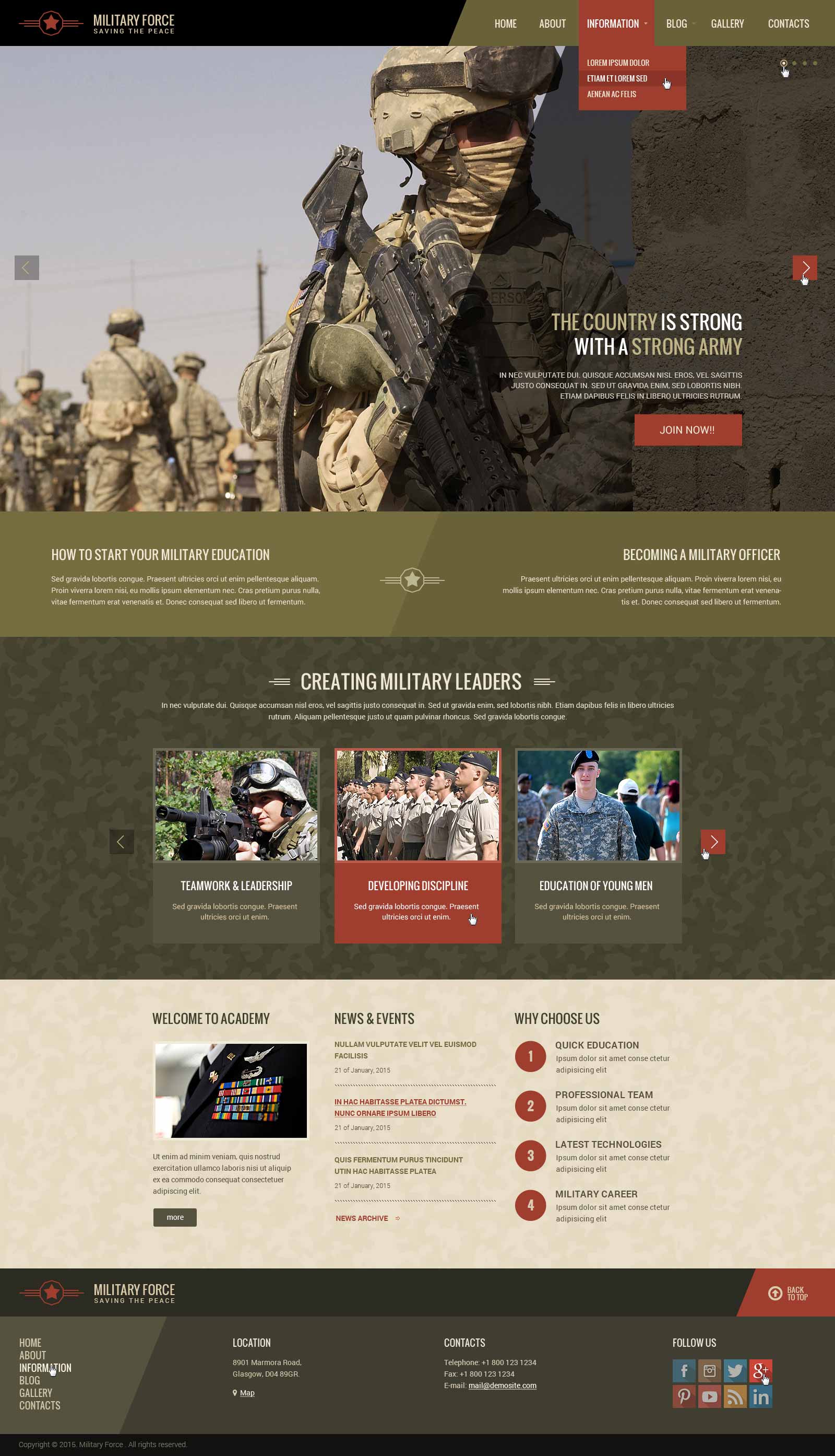 Military WordPress theme, WordPress military template | Gridgum