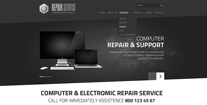 Computer (Gadget) repair service bootstrap template