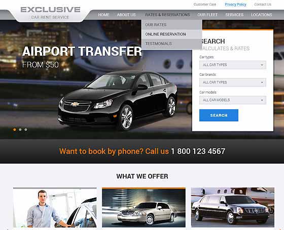 Rent a car bootstrap template