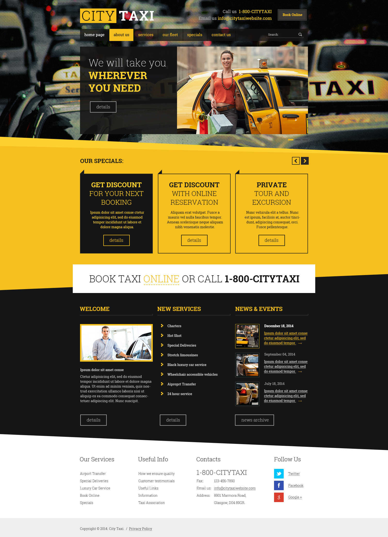 Taxi website design