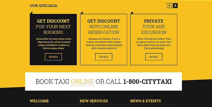 taxi website design