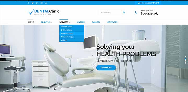 Dental clinic website template